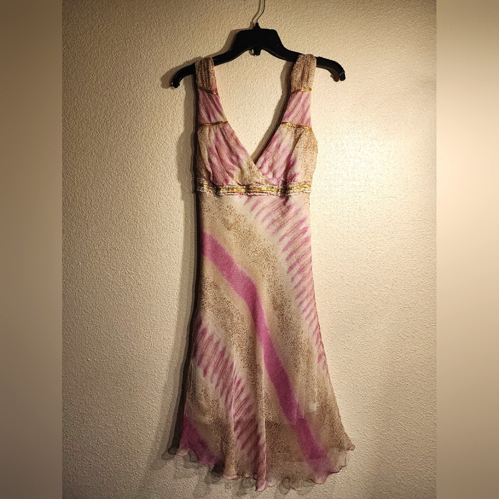 Alexia Admor Champagne & Pink Silk Cocktail Dress
